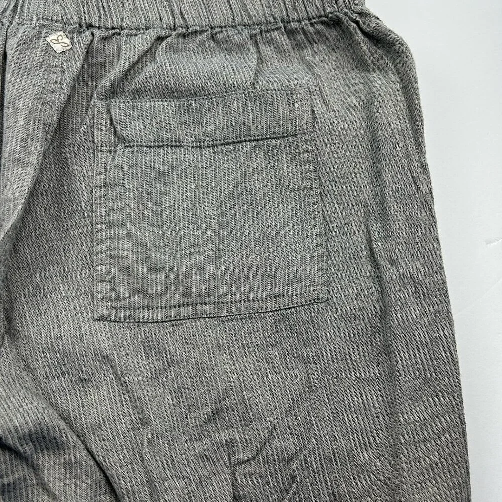 PRANA Breathe Pants Womens Xl Gray Ribbed Drawstring Cropped Outdoor Travel - Picture 10 of 13